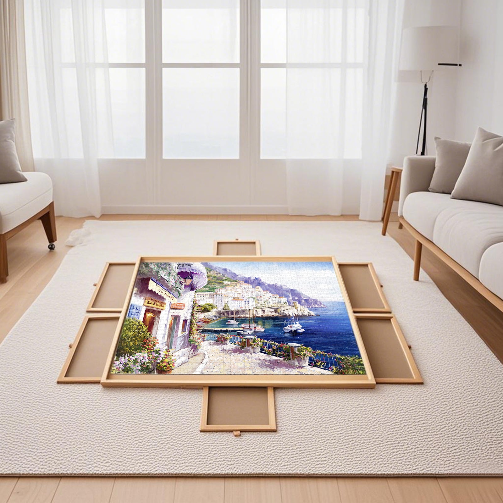 Puzzle Locker 1500 Piece Puzzle Table with 6 Drawers and Cover – Portable Wooden Jigsaw Board for 14 years old and Adults, 27" x 35" Puzzle Organizer Tray