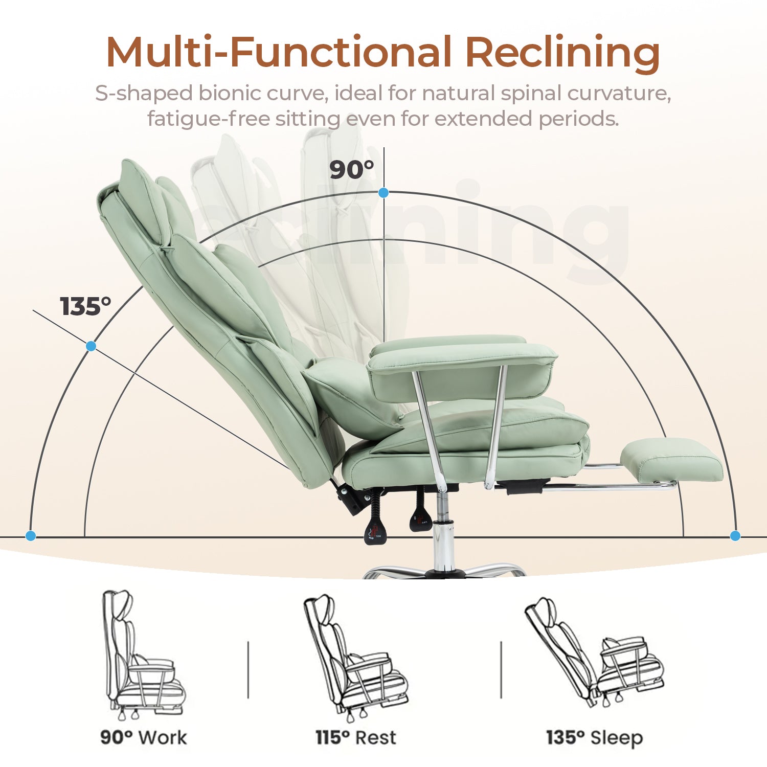 Big & Tall Executive Leather Office Chair – 400lbs Ergonomic High Back Desk Chair with Lumbar Support, Adjustable Tilt, Footrest & Padded Armrests