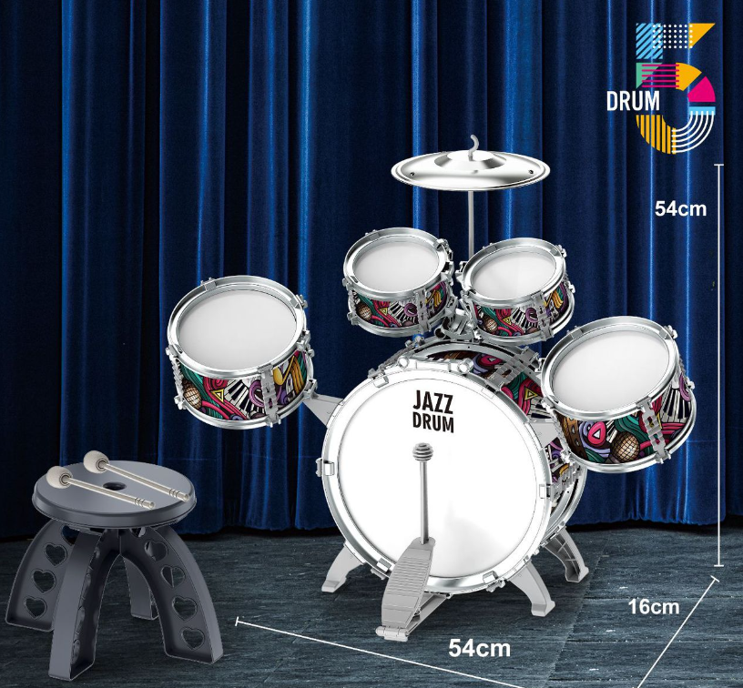 Upgraded Kids Drum Set with Light-Up Star Design – Toddler Jazz Drum Kit with Stool, Cymbal & Foot Pedal – Musical Instrument Toy for Boys & Girls Ages 1–3, 3–5, 4–6