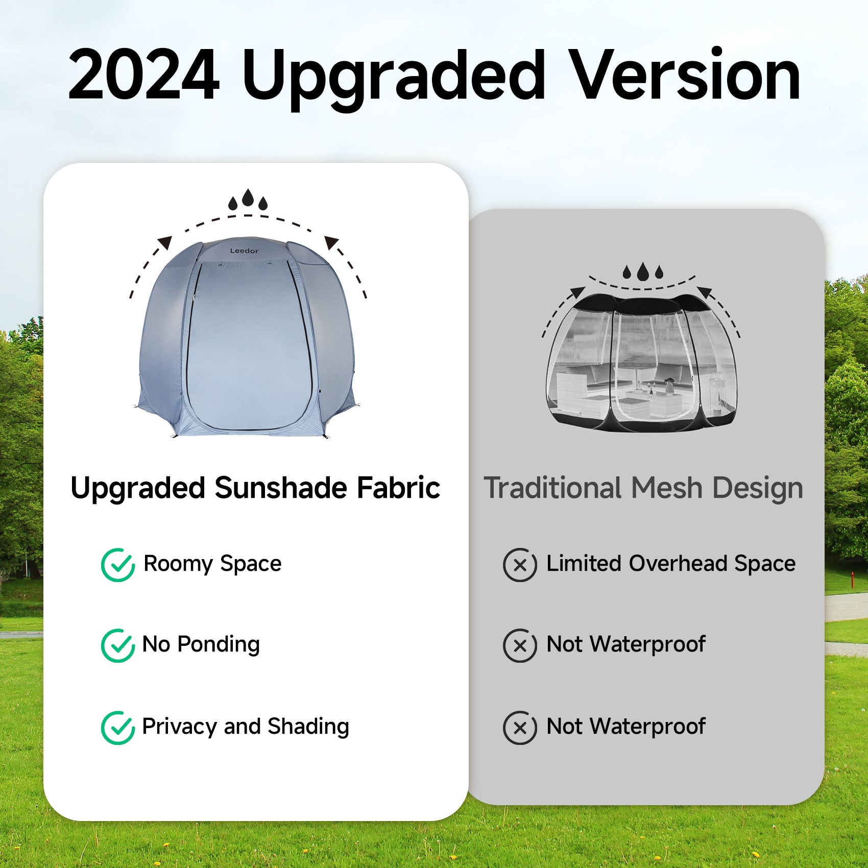 LEEDOR Screen House Room Mesh Net Tent Canopy Shelter Gazebo, Easy Setup & Waterproof & Sunshade, Suitable for Camping Trip, Backyard, Beach, Picnic, 10ft x 10ft