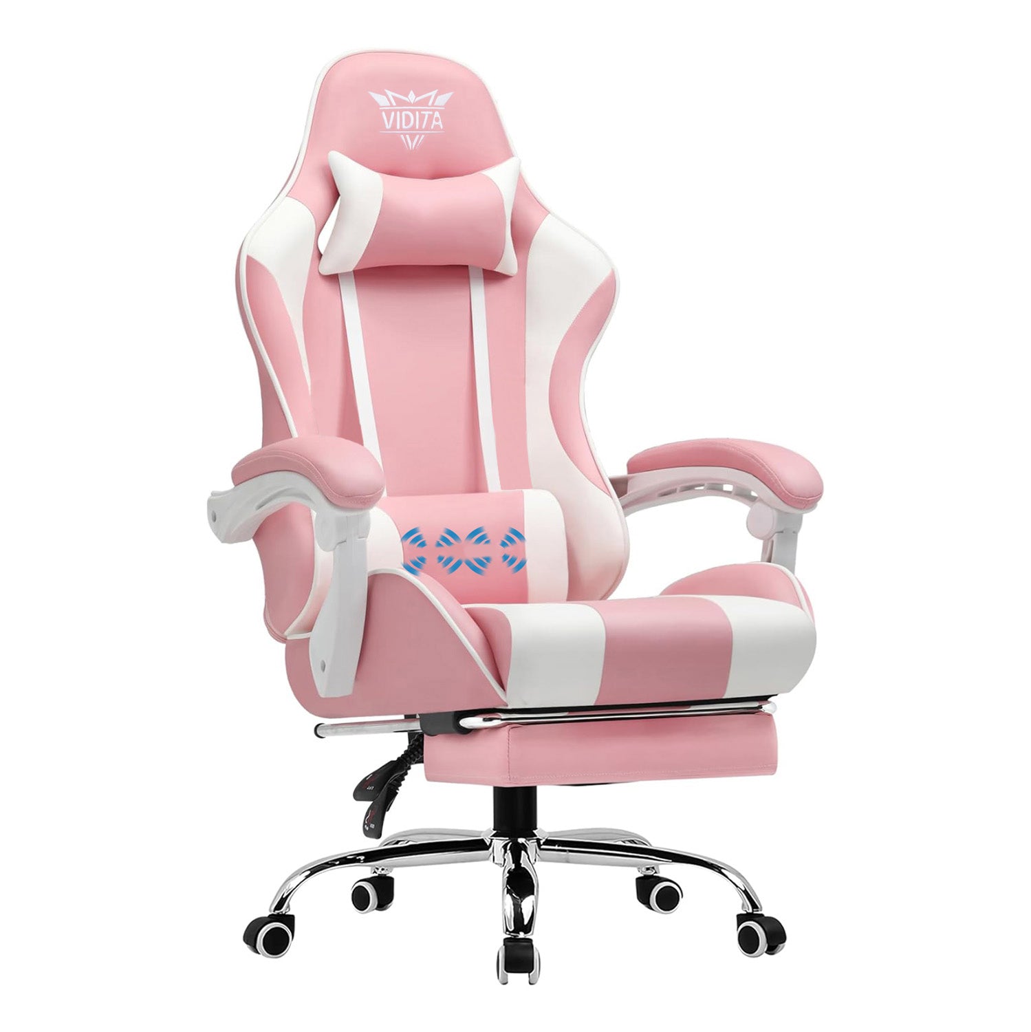 Ergonomic Gaming Chair with Footrest & Lumbar Pillow – Adjustable Height & PU Leather Comfort