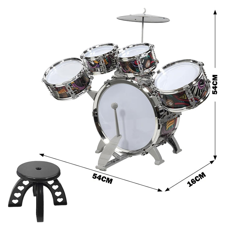 Upgraded Kids Drum Set with Light-Up Star Design – Toddler Jazz Drum Kit with Stool, Cymbal & Foot Pedal – Musical Instrument Toy for Boys & Girls Ages 1–3, 3–5, 4–6
