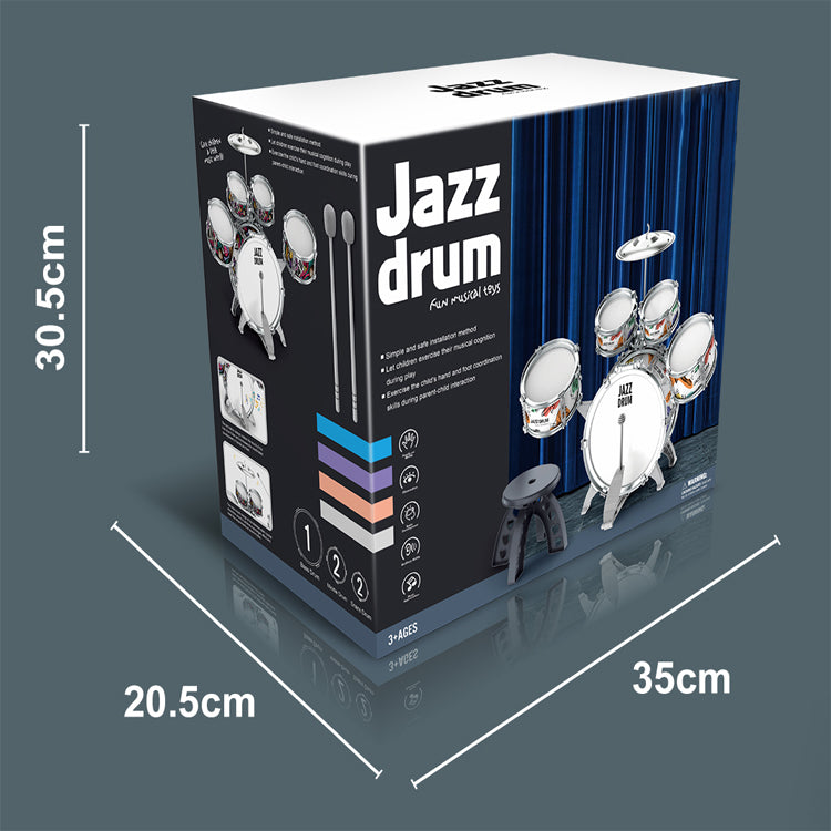 Upgraded Kids Drum Set with Light-Up Star Design – Toddler Jazz Drum Kit with Stool, Cymbal & Foot Pedal – Musical Instrument Toy for Boys & Girls Ages 1–3, 3–5, 4–6