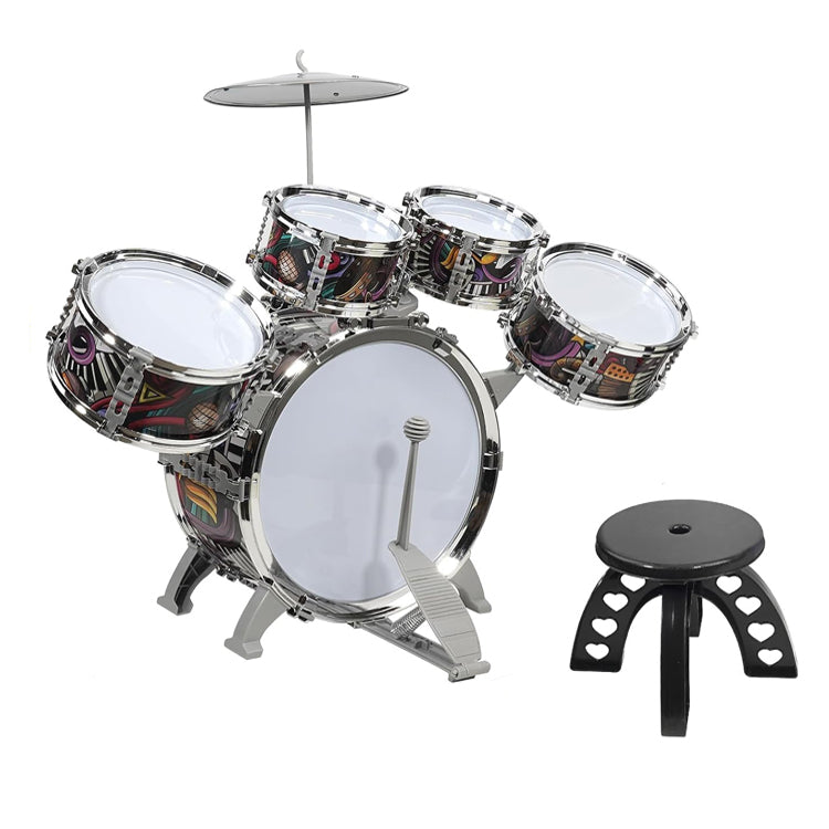 Upgraded Kids Drum Set with Light-Up Star Design – Toddler Jazz Drum Kit with Stool, Cymbal & Foot Pedal – Musical Instrument Toy for Boys & Girls Ages 1–3, 3–5, 4–6