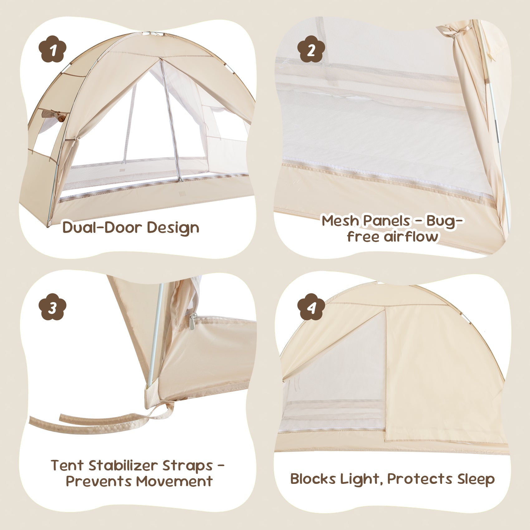 LEEDOR Twin Bed Tent for Kids and Adults – 2-in-1 Privacy Canopy with Blackout and Mesh, Mosquito Net Sleep Tent for Indoor Use