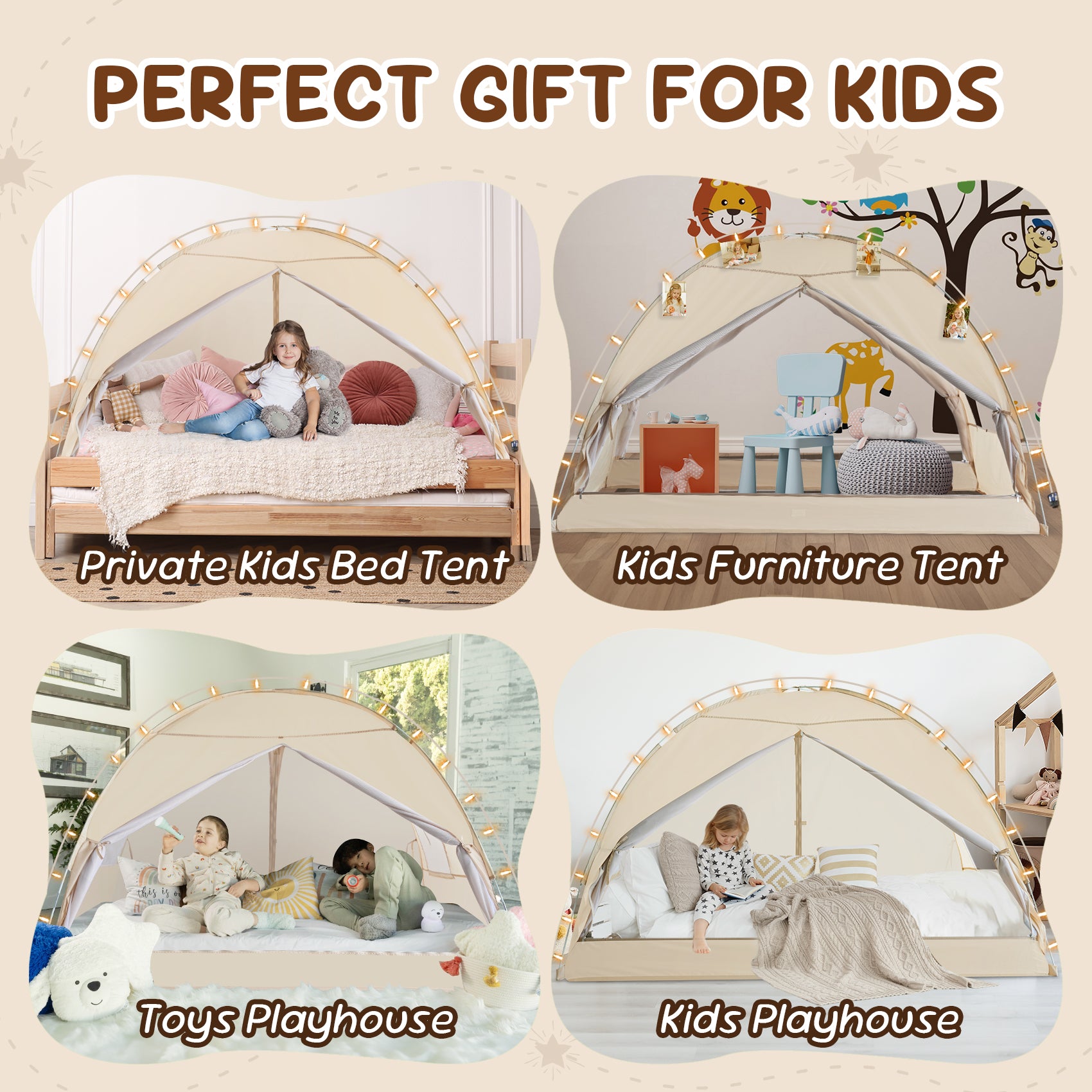 LEEDOR Twin Bed Tent for Kids and Adults – 2-in-1 Privacy Canopy with Blackout and Mesh, Mosquito Net Sleep Tent for Indoor Use