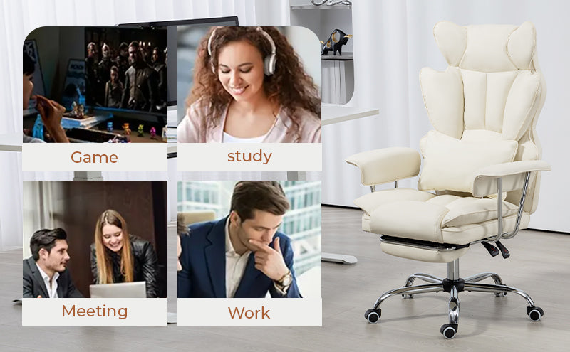 Big & Tall Executive Leather Office Chair – 400lbs Ergonomic High Back Desk Chair with Lumbar Support, Adjustable Tilt, Footrest & Padded Armrests