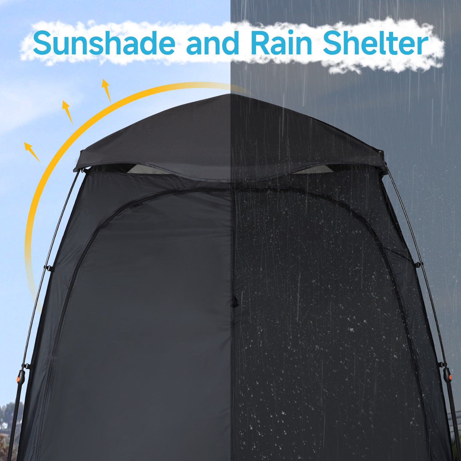 EighteenTek Shower Tent Camping, 2-Room Portable Changing Room, Outdoor Shower Enclosure, Pop Up Privacy Tent Shelter with Floor & Doors, Waterproof & Lightweight, Camping Toilet Bathroom