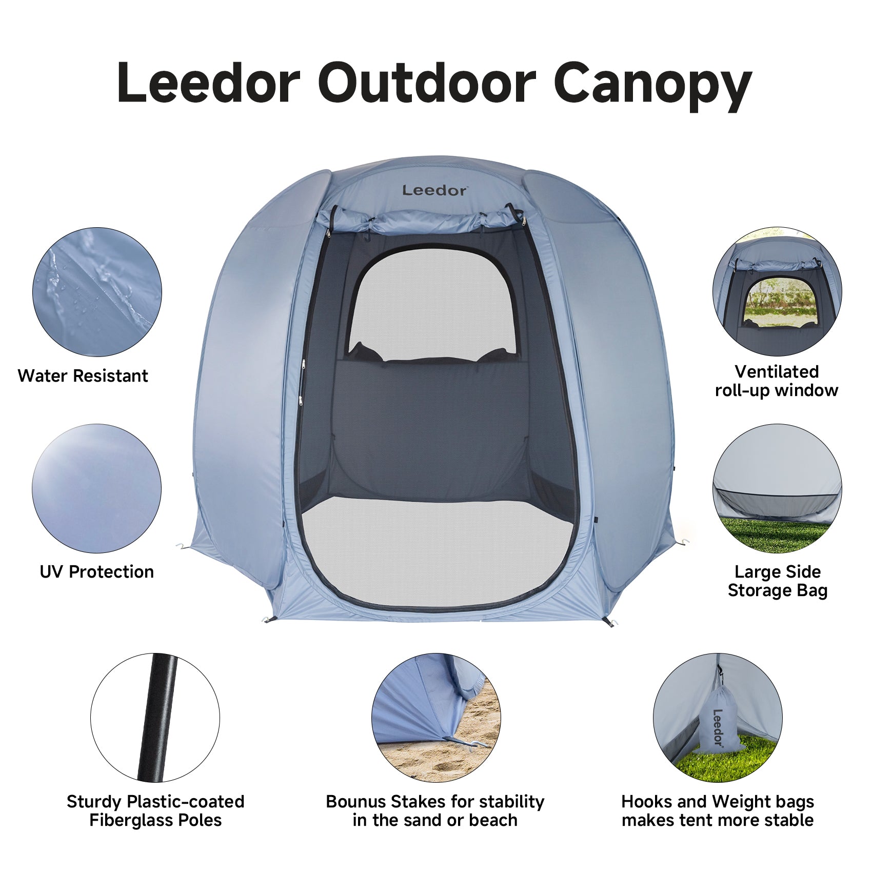 LEEDOR Screen House Room Mesh Net Tent Canopy Shelter Gazebo, Easy Setup & Waterproof & Sunshade, Suitable for Camping Trip, Backyard, Beach, Picnic, 10ft x 10ft