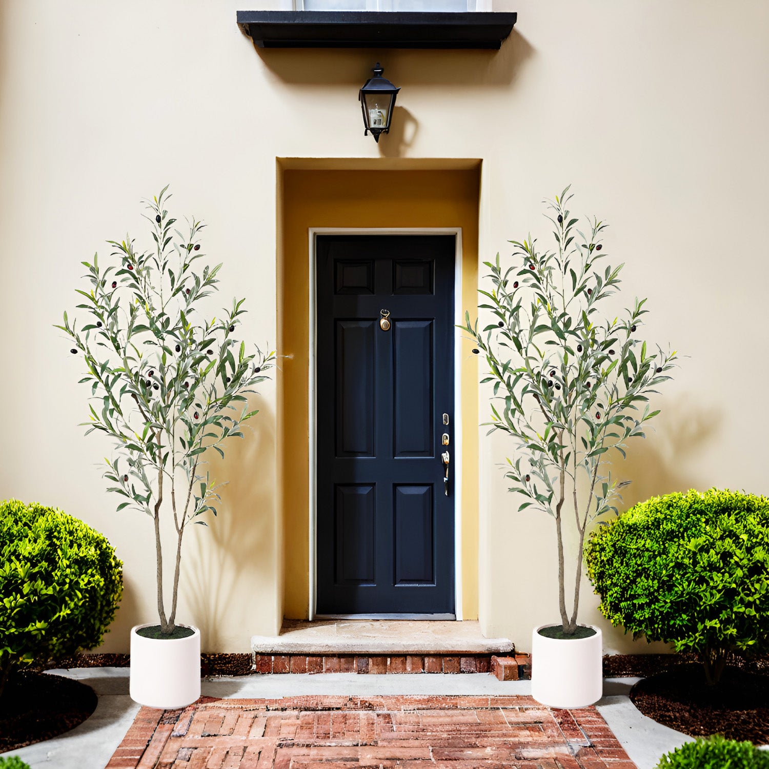 5FT/6FT Faux Olive Tree with Pot โ Artificial Indoor Plant with Wood Branches & Fruit for Home Decor