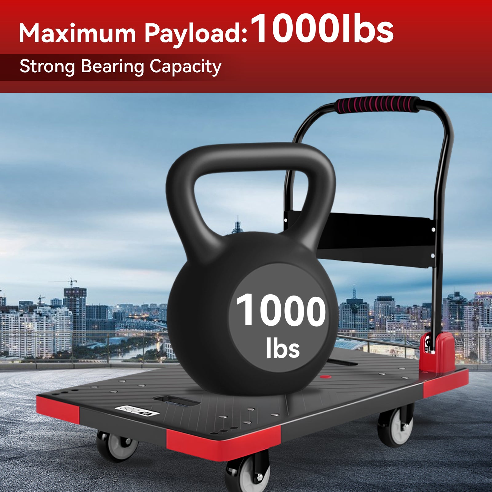 Folding Platform Truck Cart 200LBS/1000LBS β Heavy Duty Push Dolly with Swivel Wheels, Foldable Handle