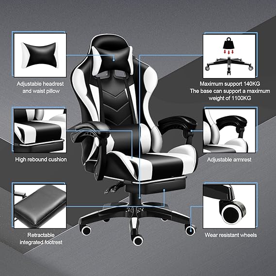 Stylish Adjustable Gaming Chair – Ergonomic High-Back Office Seat with Lumbar Support