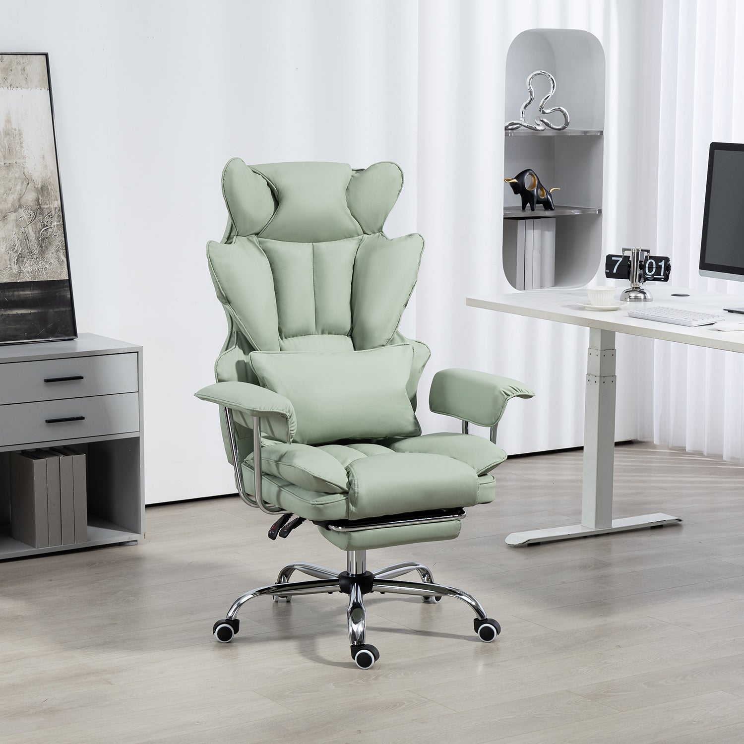 Big & Tall Executive Leather Office Chair – 400lbs Ergonomic High Back Desk Chair with Lumbar Support, Adjustable Tilt, Footrest & Padded Armrests