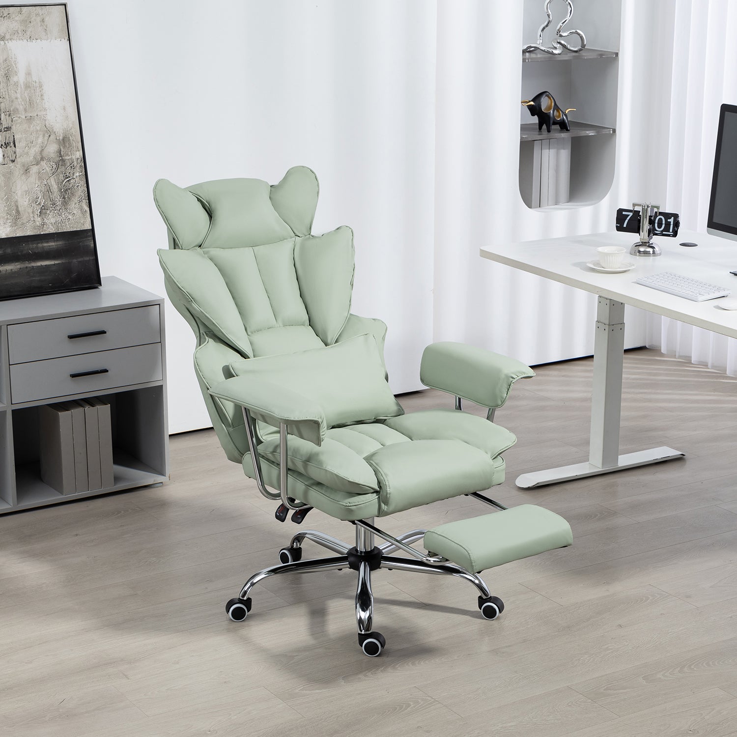 Big & Tall Executive Leather Office Chair – 400lbs Ergonomic High Back Desk Chair with Lumbar Support, Adjustable Tilt, Footrest & Padded Armrests