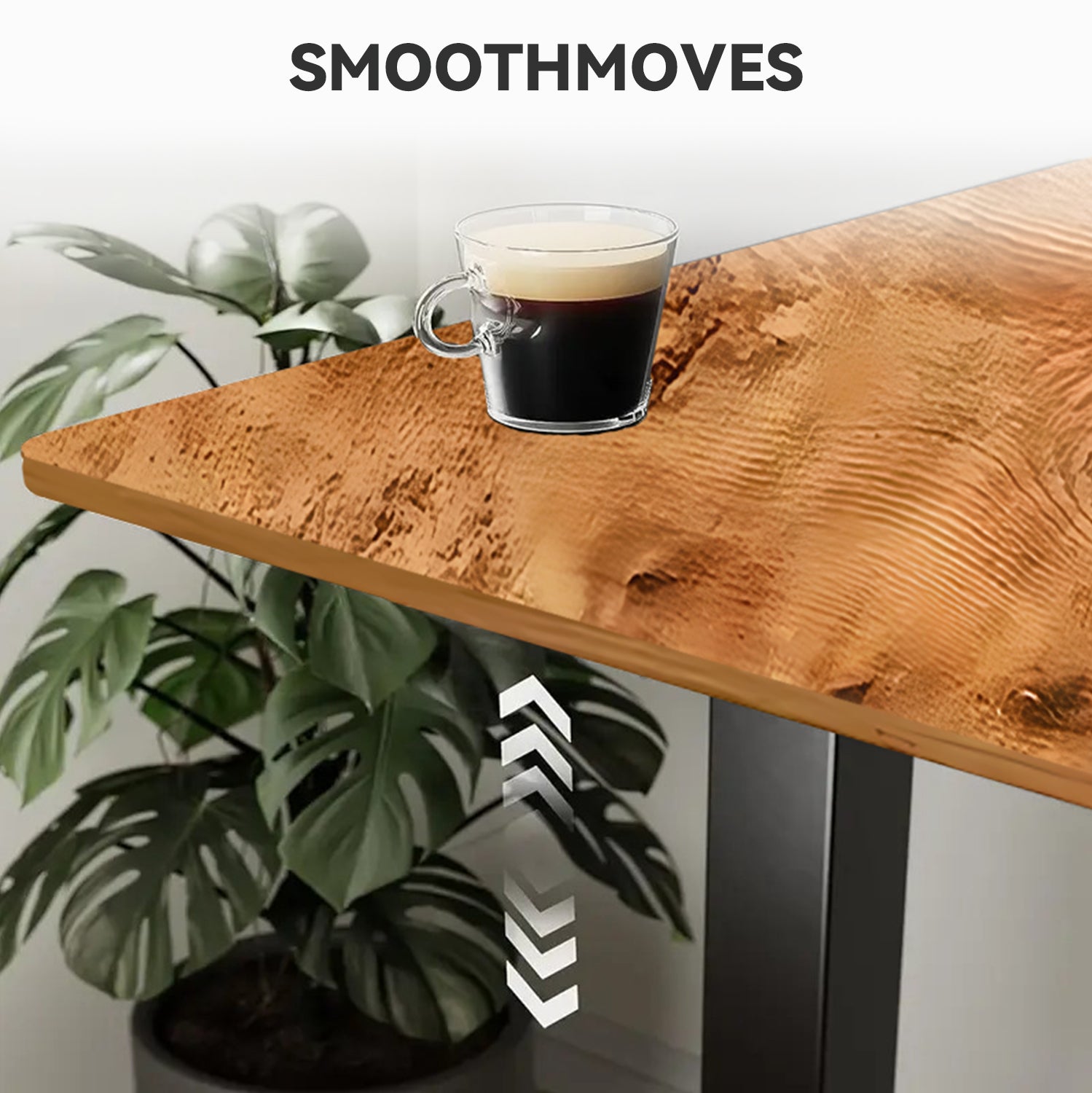 Electric Standing Desk 55in-63in – Height Adjustable Sit Stand Desk with Splice Board, Black Frame & Rustic Brown Top for Home Office