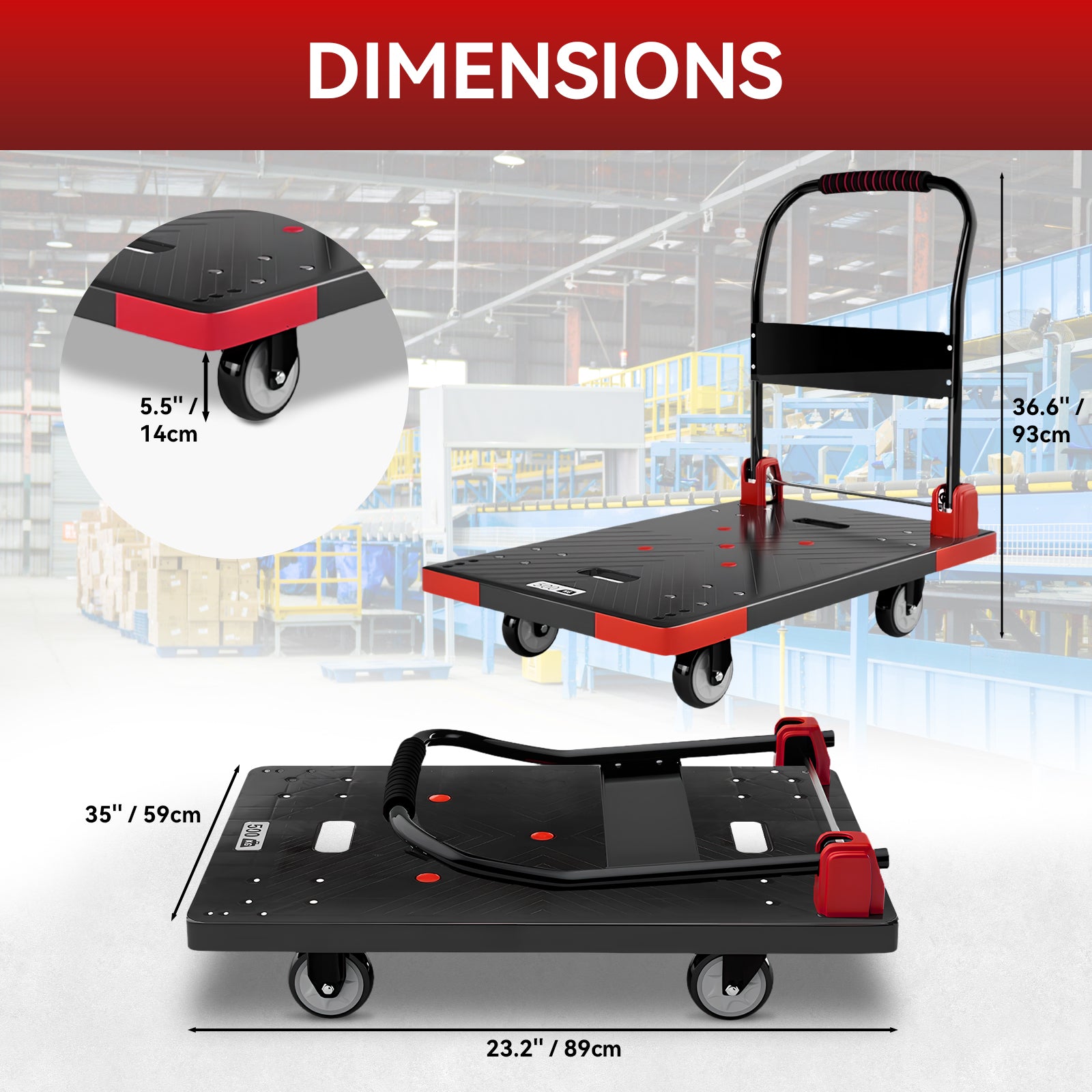 Folding Platform Truck Cart 200LBS/1000LBS β Heavy Duty Push Dolly with Swivel Wheels, Foldable Handle