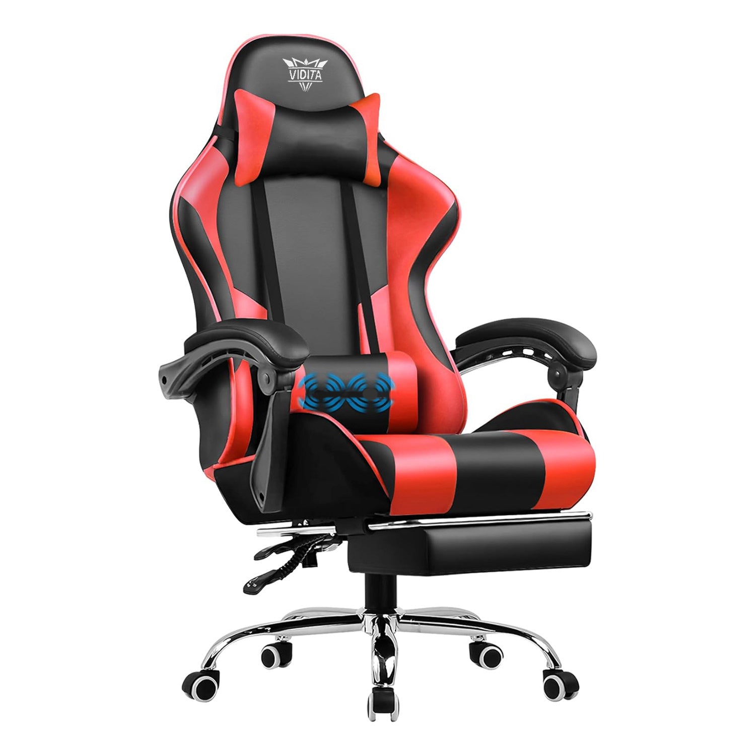 Ergonomic Gaming Chair with Footrest & Lumbar Pillow โ Adjustable Height & PU Leather Comfort