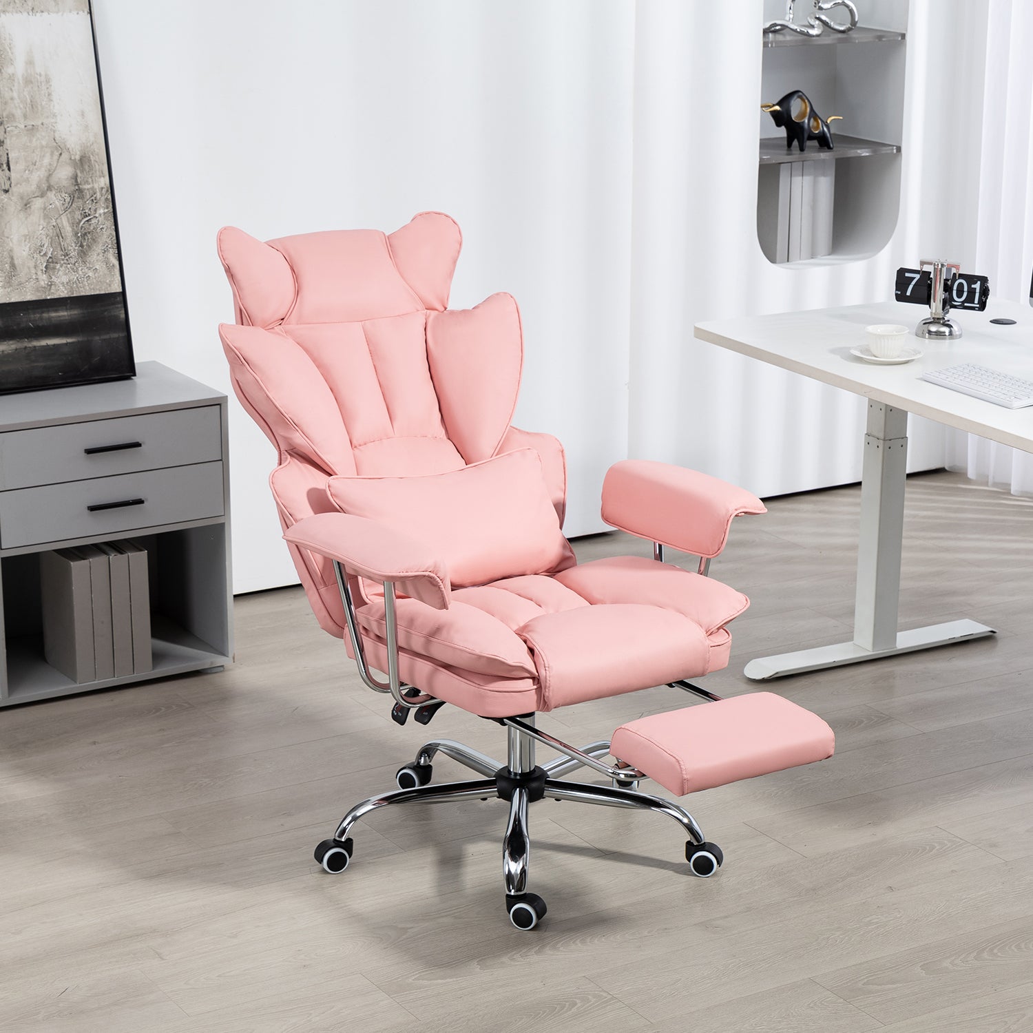 Big & Tall Executive Leather Office Chair – 400lbs Ergonomic High Back Desk Chair with Lumbar Support, Adjustable Tilt, Footrest & Padded Armrests