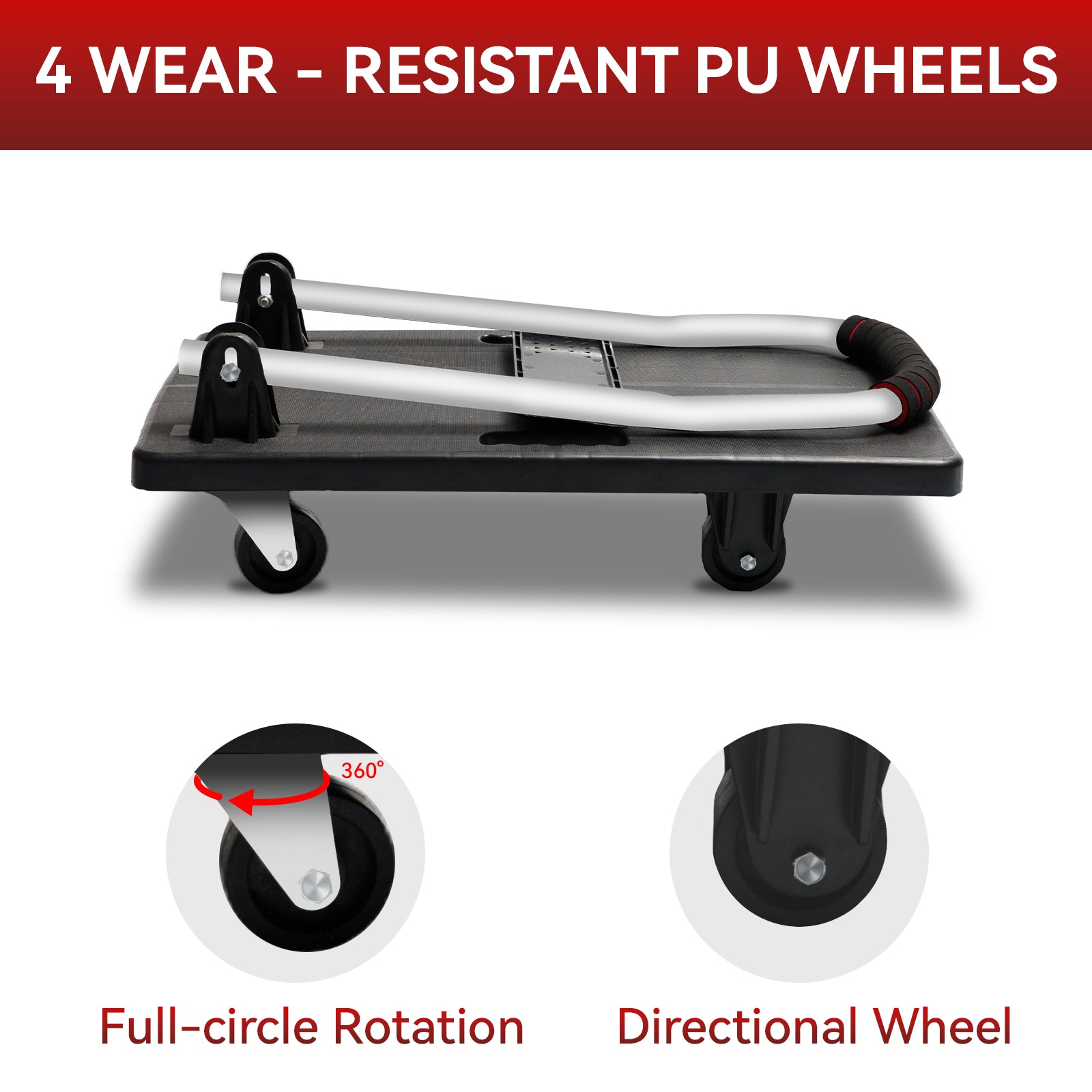 Folding Platform Truck Cart 200LBS/1000LBS β Heavy Duty Push Dolly with Swivel Wheels, Foldable Handle