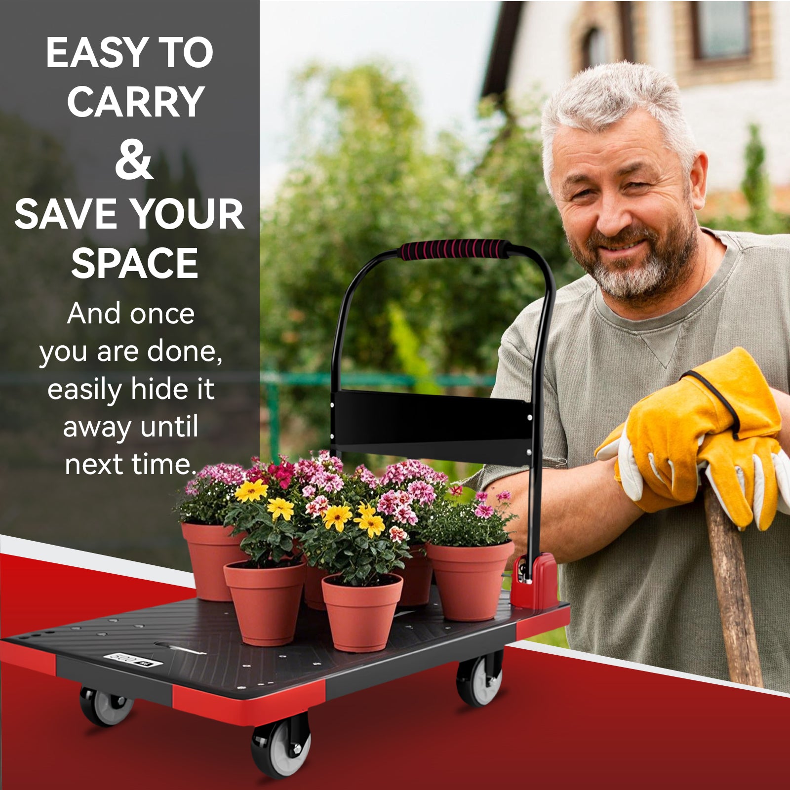 Folding Platform Truck Cart 200LBS/1000LBS – Heavy Duty Push Dolly with Swivel Wheels, Foldable Handle