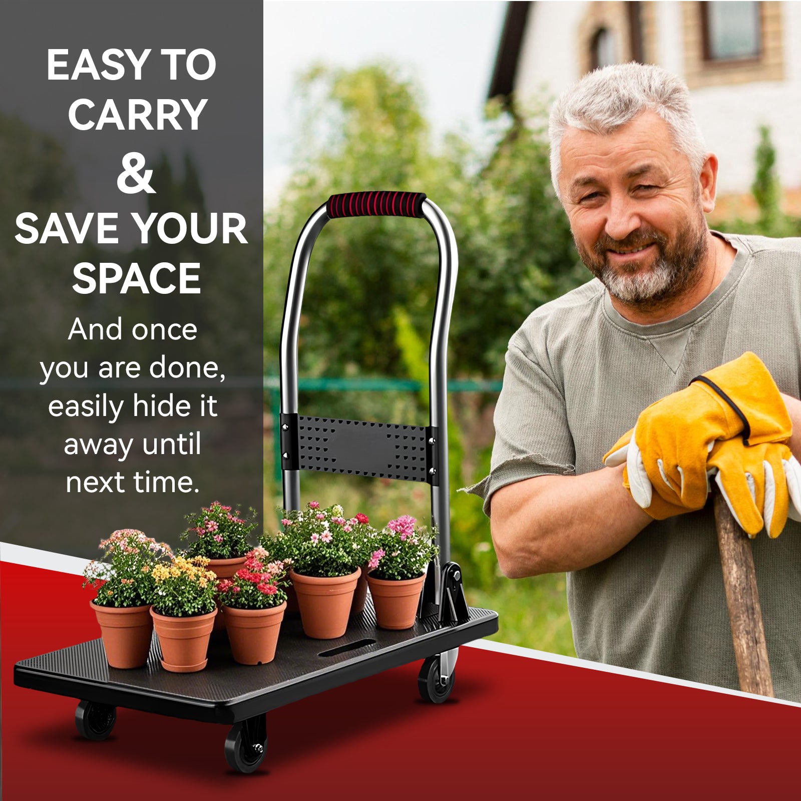 Folding Platform Truck Cart 200LBS/1000LBS – Heavy Duty Push Dolly with Swivel Wheels, Foldable Handle