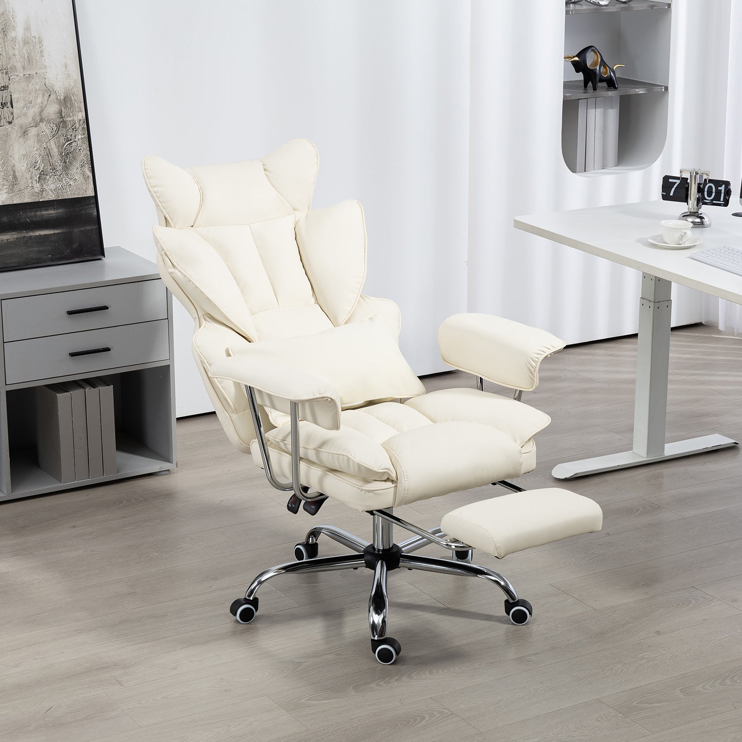 Big & Tall Executive Leather Office Chair – 400lbs Ergonomic High Back Desk Chair with Lumbar Support, Adjustable Tilt, Footrest & Padded Armrests