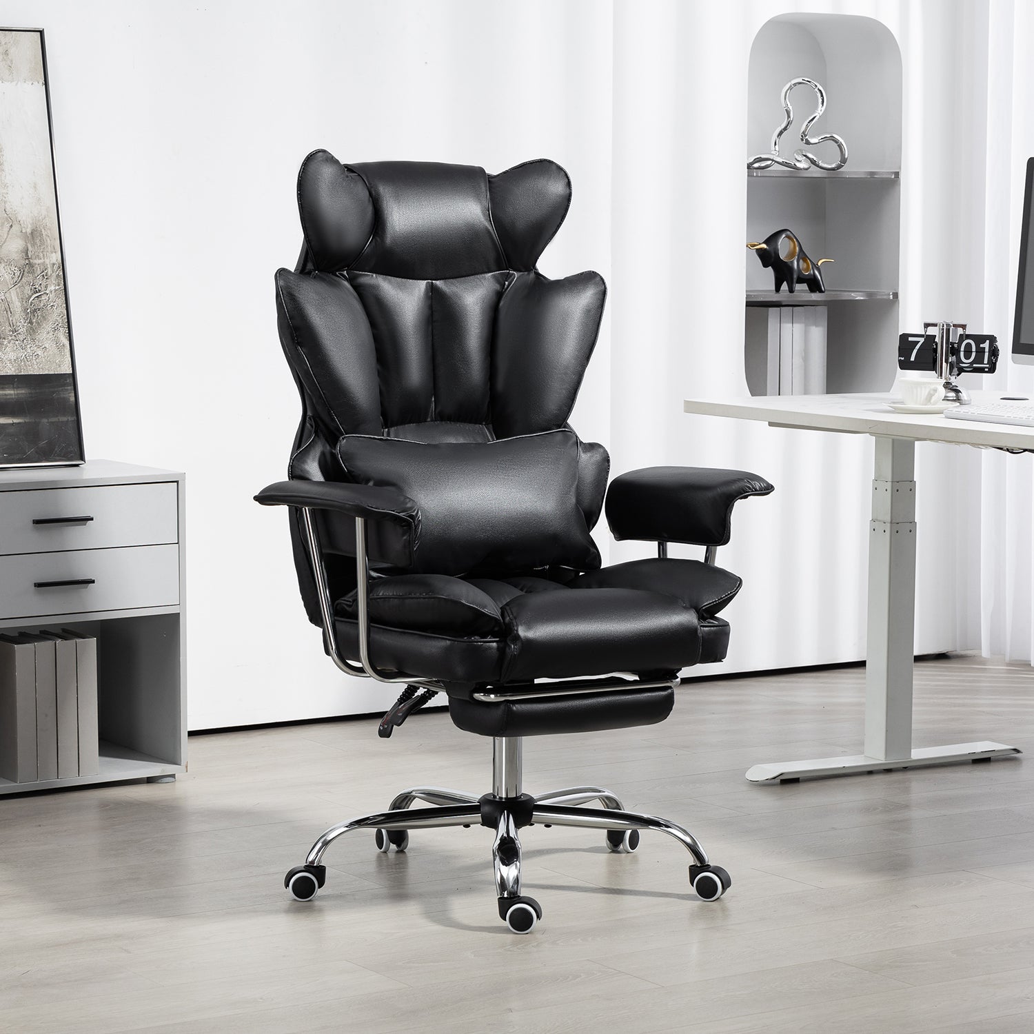 Big & Tall Executive Leather Office Chair – 400lbs Ergonomic High Back Desk Chair with Lumbar Support, Adjustable Tilt, Footrest & Padded Armrests