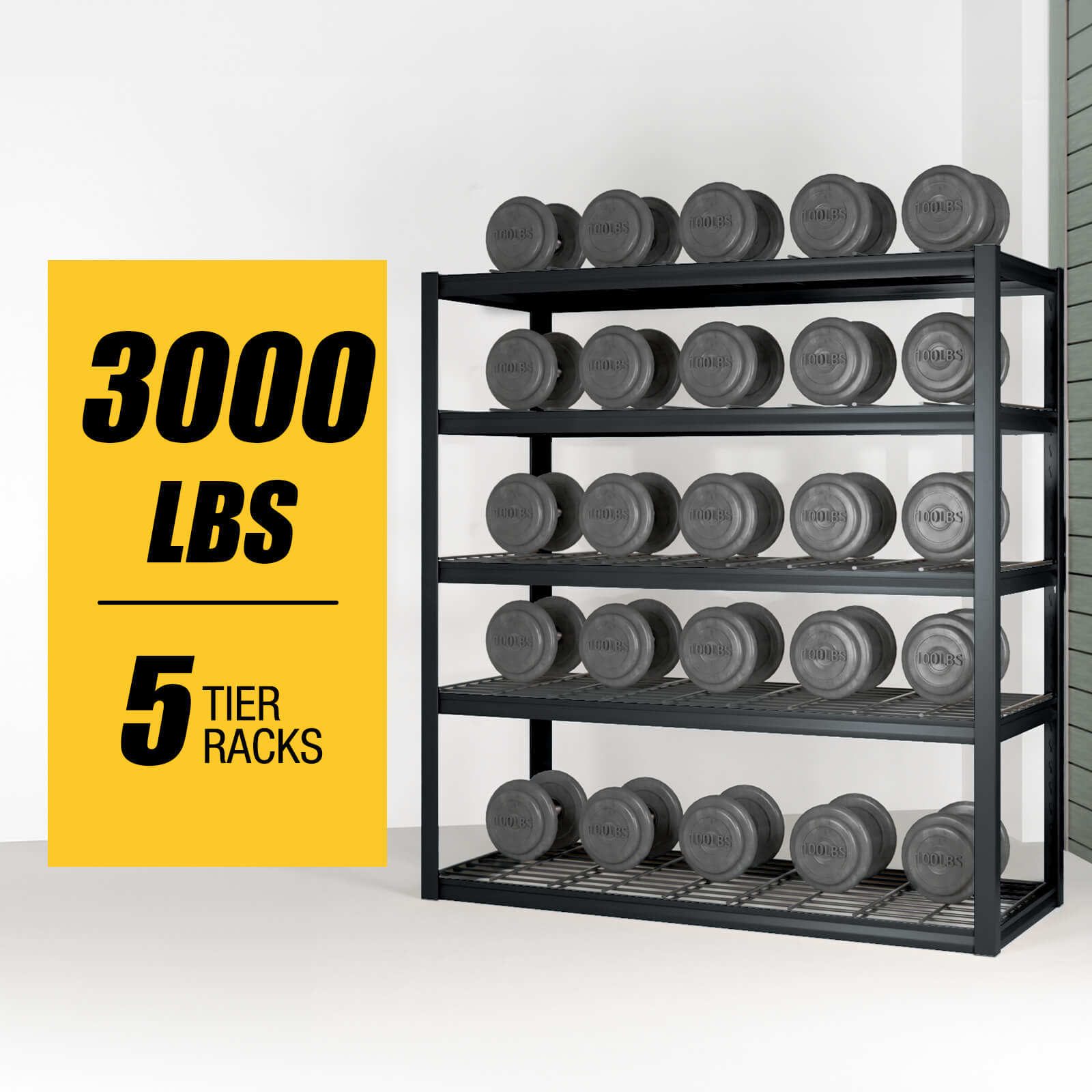 Heavy Duty Garage Shelving Unit – 3000LBS Capacity, 5-Tier Adjustable Metal Storage Rack (71"H x 47"W x 24"D)