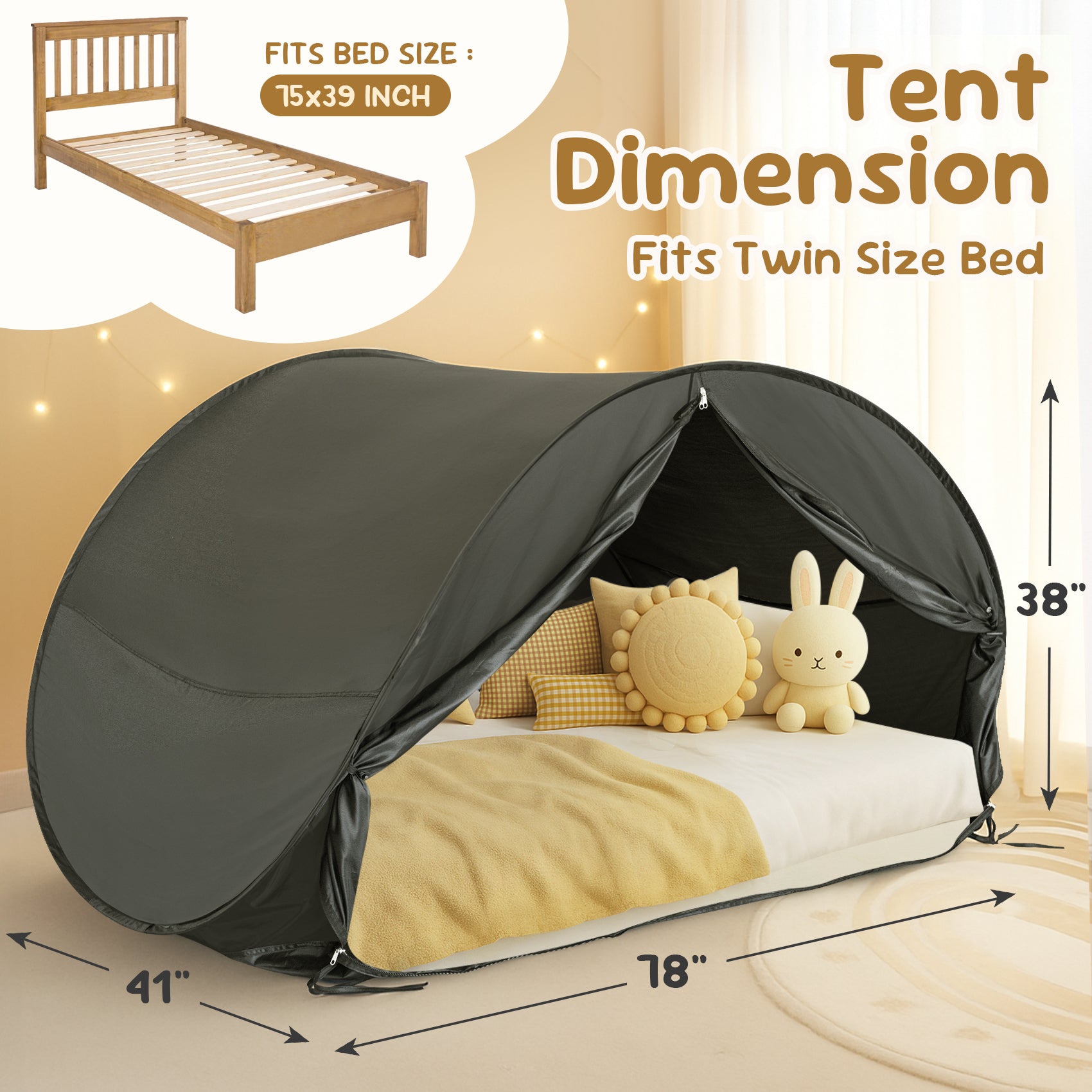 LEEDOR Twin Bed Tent for Kids and Adults – 2-in-1 Privacy Canopy with Blackout and Mesh, Mosquito Net Sleep Tent for Indoor Use