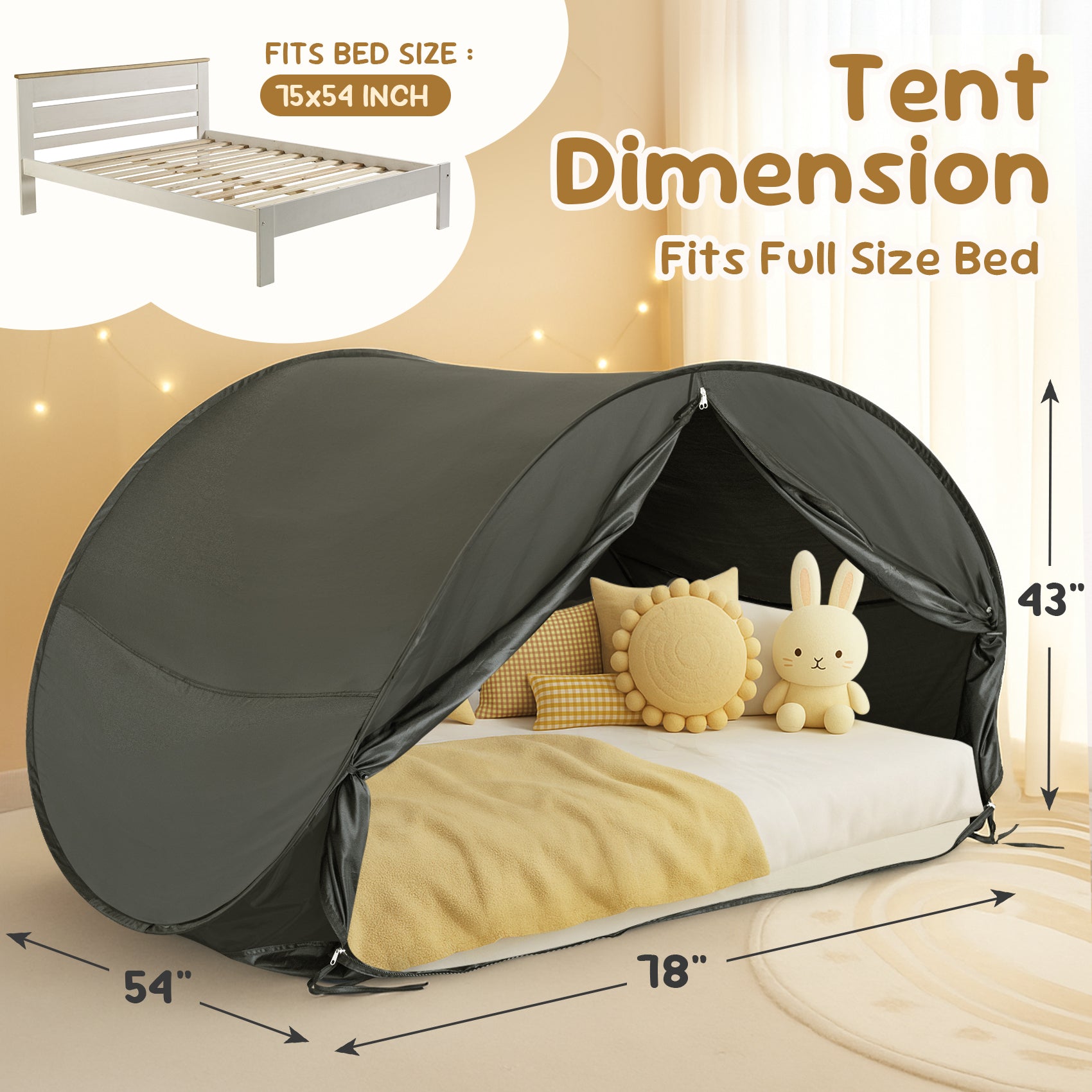LEEDOR Twin Bed Tent for Kids and Adults – 2-in-1 Privacy Canopy with Blackout and Mesh, Mosquito Net Sleep Tent for Indoor Use