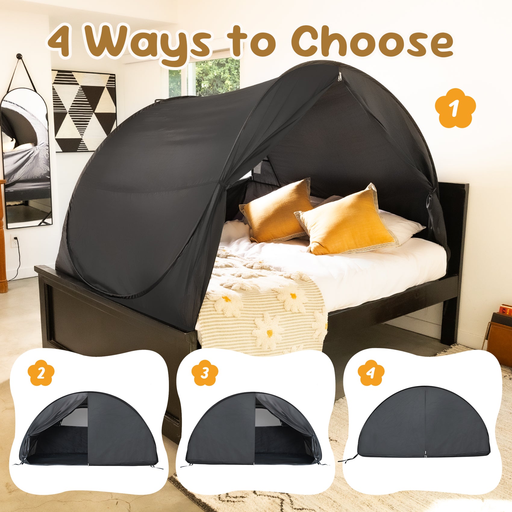 LEEDOR Twin Bed Tent for Kids and Adults – 2-in-1 Privacy Canopy with Blackout and Mesh, Mosquito Net Sleep Tent for Indoor Use