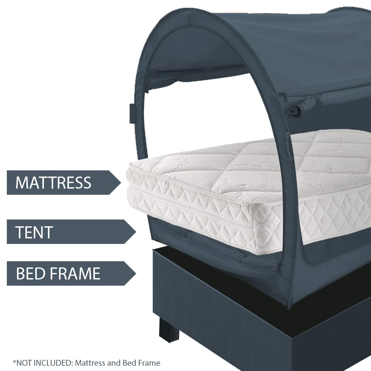 Privacy Bed Tent for Twin Size Bed – Indoor Pop Up Canopy Tent with Breathable Curtains, Light Blocking, Portable Frame (Mattress Not Included)