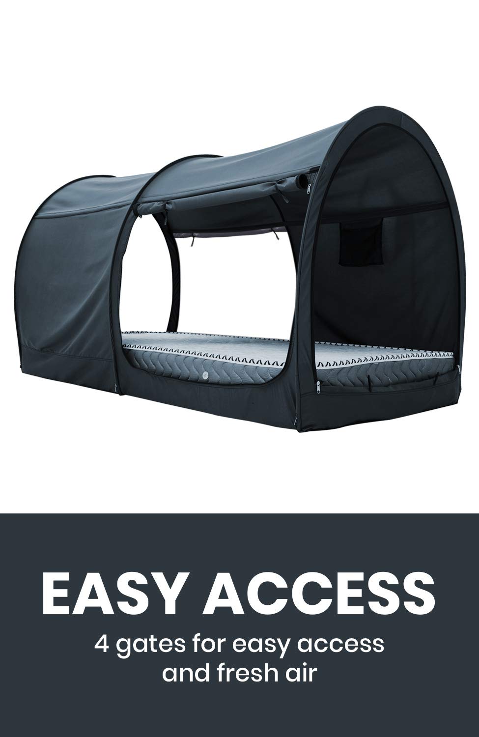 Privacy Bed Tent for Twin Size Bed – Indoor Pop Up Canopy Tent with Breathable Curtains, Light Blocking, Portable Frame (Mattress Not Included)