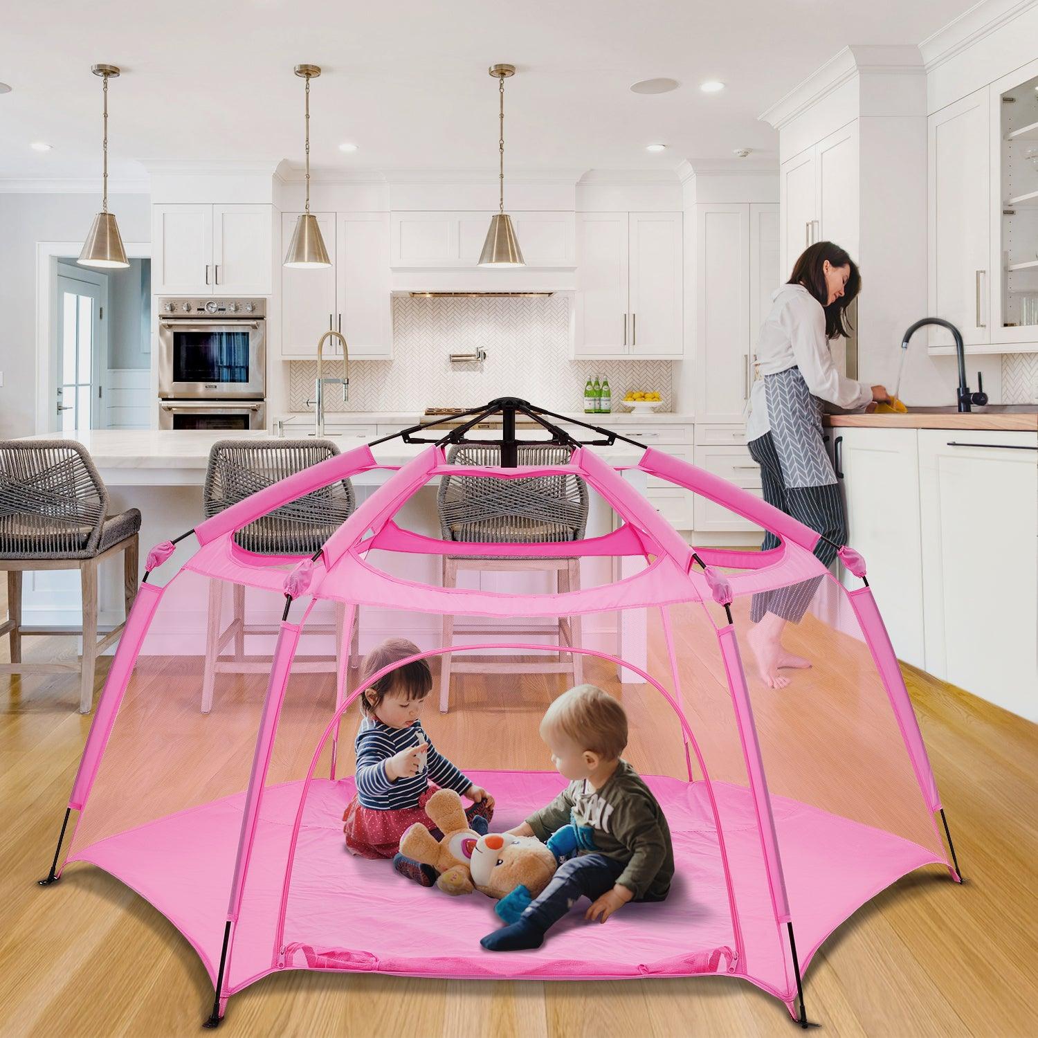 Pink Spacious Padded Playpen