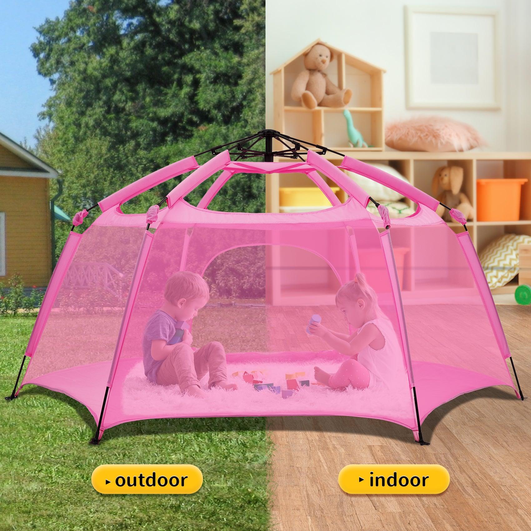 Pink Spacious Padded Playpen